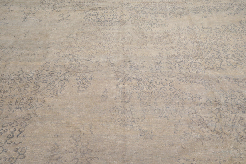 8'11"x 11'11" Hand Knotted Wool Antiqued Turkish weave Area Rug Muted Tone on Tone Gray