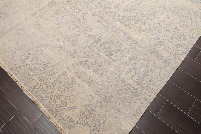 8'11"x 11'11" Hand Knotted Wool Antiqued Turkish weave Area Rug Muted Tone on Tone Gray