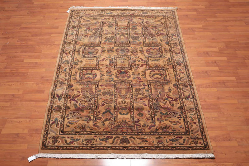 6x9 Gold, Rust Machine Made Wilton Weave 100% Wool Traditional Oriental Area Rug