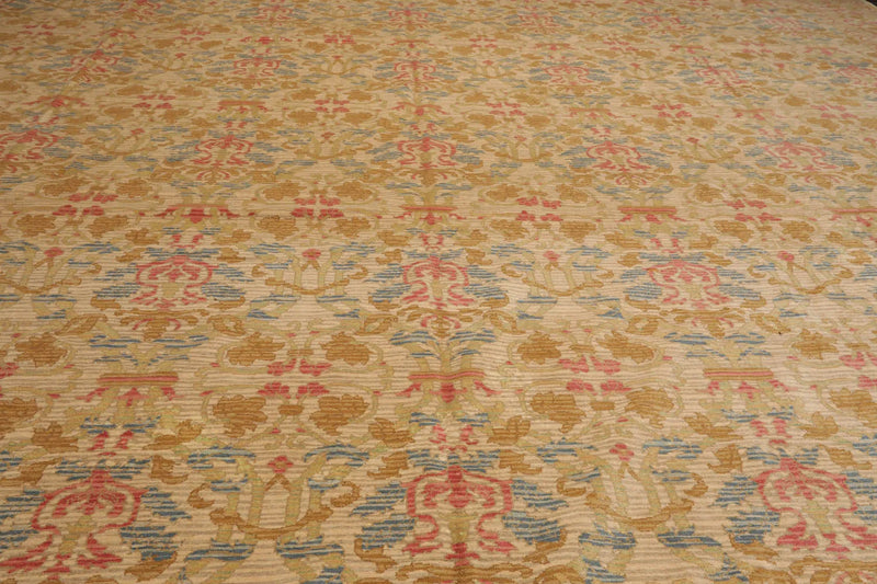 14'6''x19'10'' Palace Beige Hand Knotted 100% Wool Transitional Oriental Area Rug