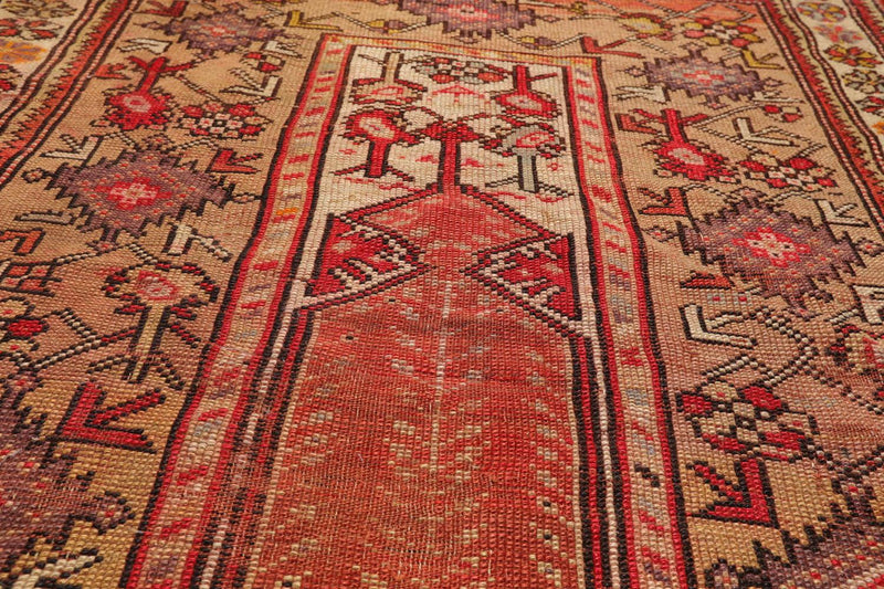 3'8" x 4'5" Hand Knotted 100% Wool Antique Turkish Oushak Oriental Area Rug Tan