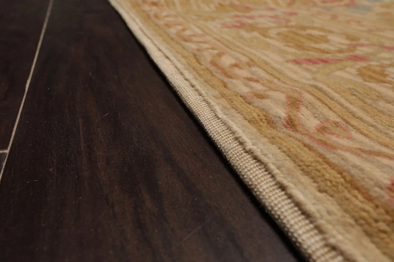 14'6''x19'10'' Palace Beige Hand Knotted 100% Wool Transitional Oriental Area Rug