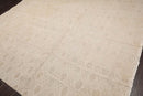 8’8"x11’9" Hand Knotted Flat Weave high low texture Wool & Silk Tibetan Area Rug Beige