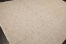 8’8"x11’9" Hand Knotted Flat Weave high low texture Wool & Silk Tibetan Area Rug Beige