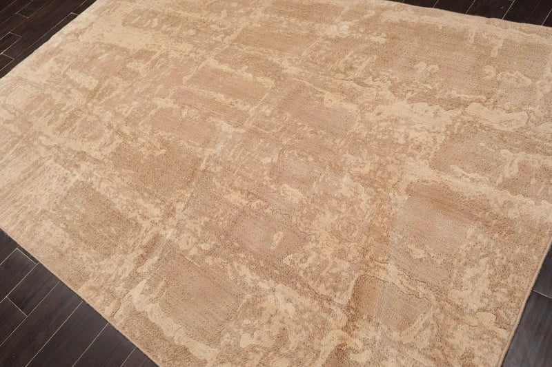 6' x 9' Modern Machine Made 100% Wool Oriental Area Rug Tan, Brown
