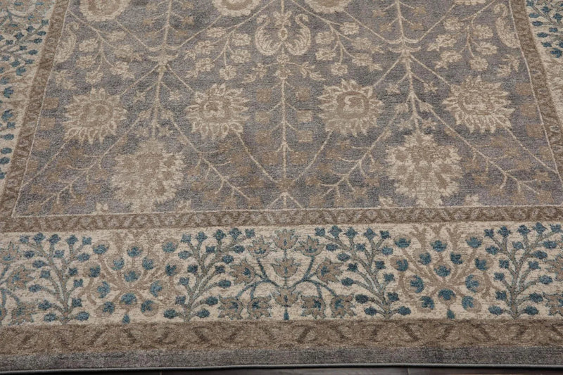 7'10” x 9'10” Designer 100% Polypropylene Oriental Area Rug Gray, Beige