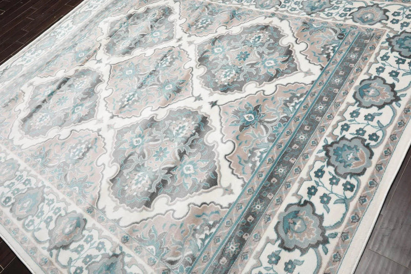 7'11” x 9'11” Modern 100% Polypropylene Oriental Area Rug Cream, Taupe, Red