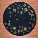 8' x 8' Handmade S.fine Round Wool/Silk Traditional Oriental Area rug Black
