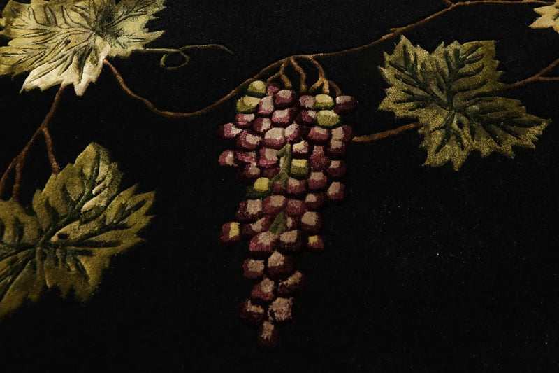 8' x 8' Handmade S.fine Round Wool/Silk Traditional Oriental Area rug Black