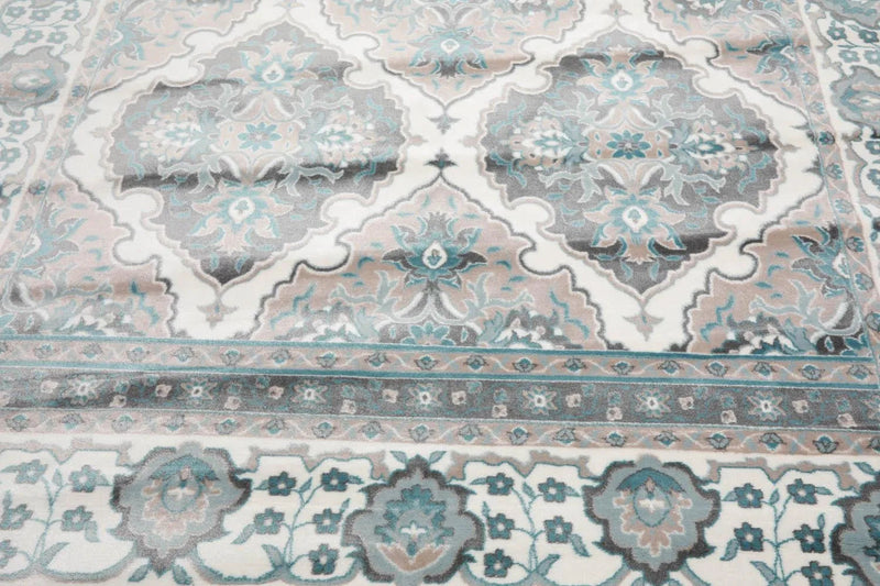 7'11” x 9'11” Modern 100% Polypropylene Oriental Area Rug Cream, Taupe, Red