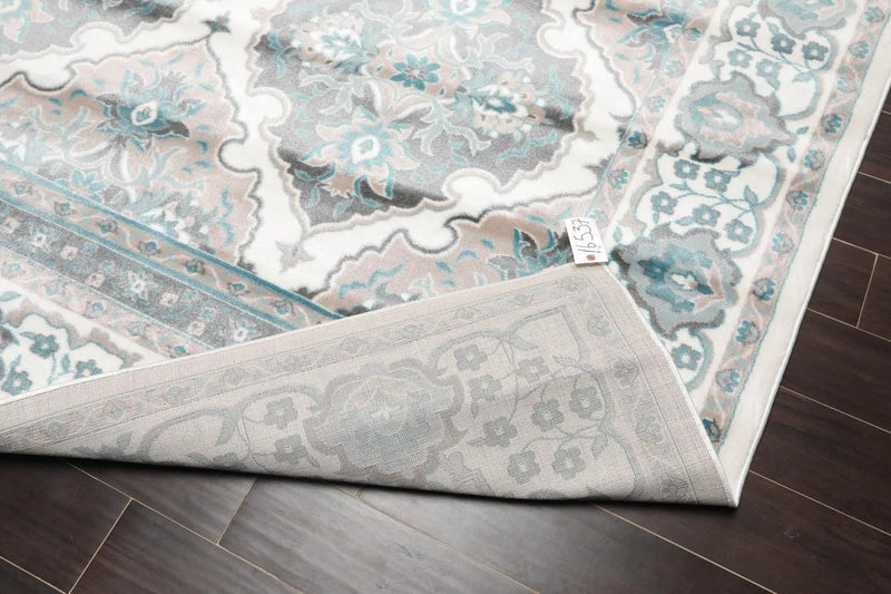 7'11” x 9'11” Modern 100% Polypropylene Oriental Area Rug Cream, Taupe, Red