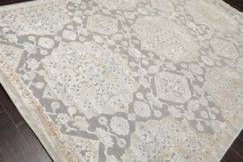 7'11” x 11'2” Designer Modern High Low Pile 100% Polypropylene Area Rug Gray