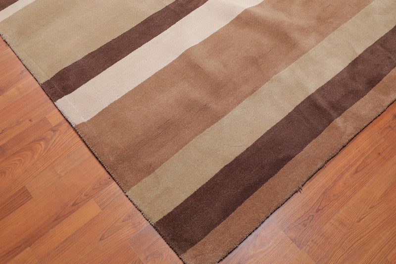 5'6" x 8'6" Handmade Modern 100% Wool Pile Area rug Beige