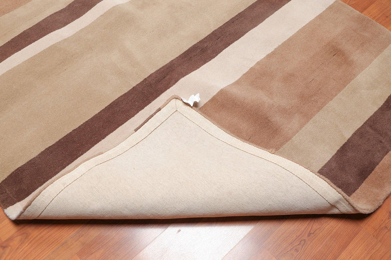 5'6" x 8'6" Handmade Modern 100% Wool Pile Area rug Beige