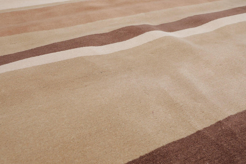 5'6" x 8'6" Handmade Modern 100% Wool Pile Area rug Beige