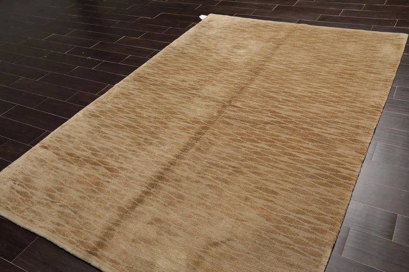 6x9 Tone on Tone Hand Knotted Tibetan Wool & Silk Tufenkian Modern & Contemporary Oriental Area Rug