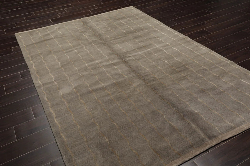 6x9 Gray Hand Knotted Tibetan 100% Wool Tufenkian Modern & Contemporary Oriental Area Rug