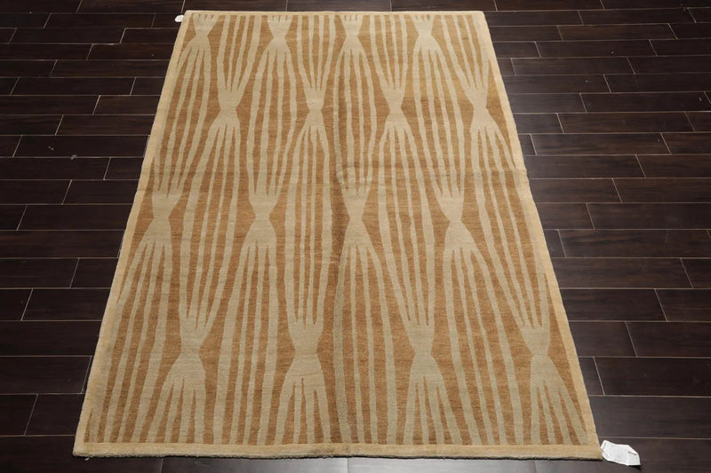 6x9 Beige Hand Knotted Tibetan 100% Wool Tufenkian Modern & Contemporary Oriental Area Rug