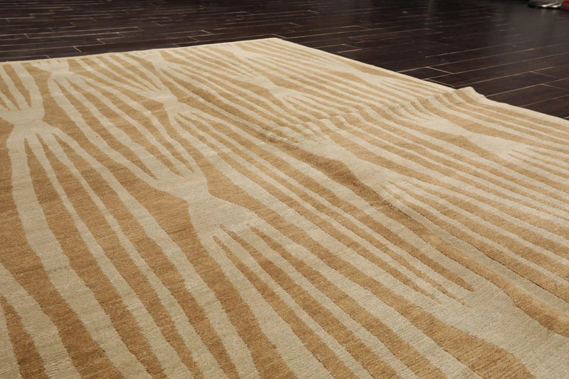 6x9 Beige Hand Knotted Tibetan 100% Wool Tufenkian Modern & Contemporary Oriental Area Rug