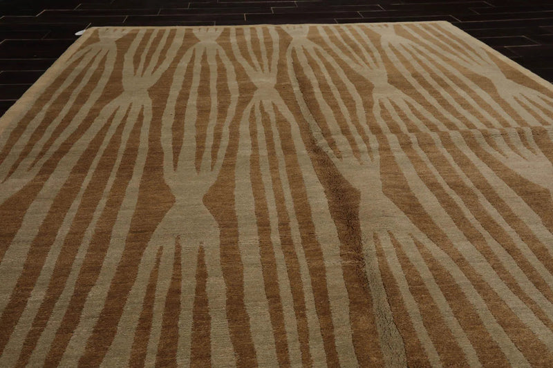 6x9 Beige Hand Knotted Tibetan 100% Wool Tufenkian Modern & Contemporary Oriental Area Rug