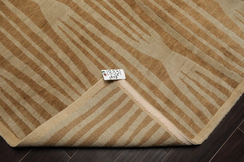 6x9 Beige Hand Knotted Tibetan 100% Wool Tufenkian Modern & Contemporary Oriental Area Rug