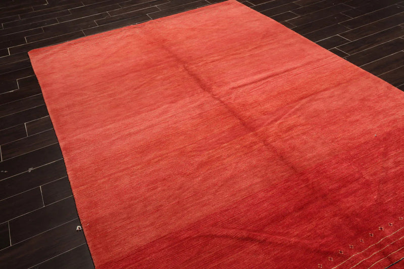 6x9 Coral Hand Knotted Tibetan 100% Wool Tufenkian Modern & Contemporary Oriental Area Rug
