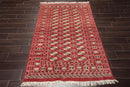 4'2"x6'4" Hand Knotted Wool Bokhaara Traditional 250 KPSI Oriental Area Rug Rust