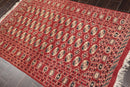 4'2"x6'4" Hand Knotted Wool Bokhaara Traditional 250 KPSI Oriental Area Rug Rust