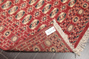 4'2"x6'4" Hand Knotted Wool Bokhaara Traditional 250 KPSI Oriental Area Rug Rust