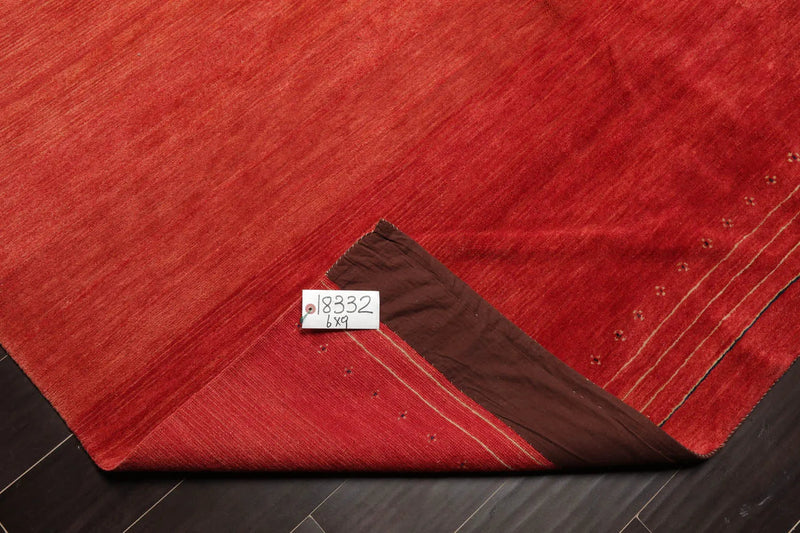 6x9 Coral Hand Knotted Tibetan 100% Wool Tufenkian Modern & Contemporary Oriental Area Rug