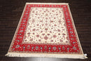 8'2''x 10'4" Hand Knotted 100% Wool 16/18 Pakpersian 300 KPSI Area Rug Ivory Red