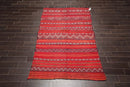 5x7 Rusty Red Caucasian Hand-Woven Wool Semi Antique Kilim Oriental Area Rug
