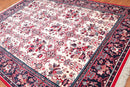 8x10 Cream, Navy Machine Made Polypropylene Traditional Oriental Area Rug