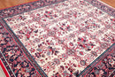 8x10 Cream, Navy Machine Made Polypropylene Traditional Oriental Area Rug