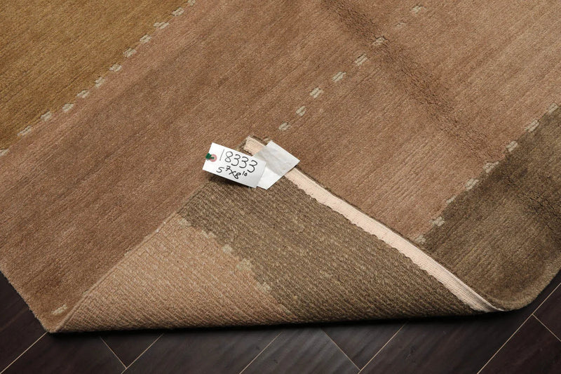 6x9 Taupe Hand Knotted Tibetan 100% Wool Tufenkian Modern & Contemporary Oriental Area Rug