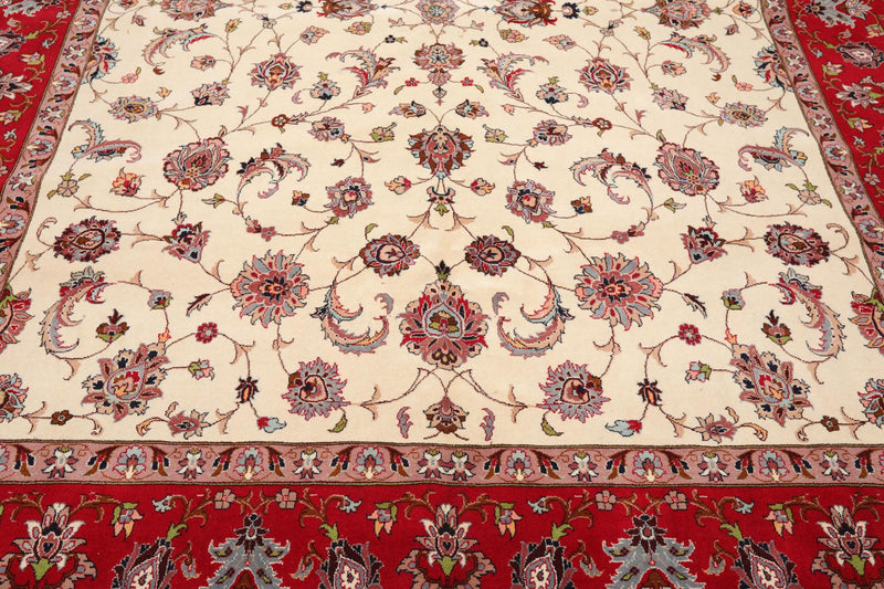 8'2''x 10'4" Hand Knotted 100% Wool 16/18 Pakpersian 300 KPSI Area Rug Ivory Red
