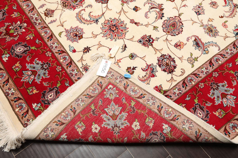8'2''x 10'4" Hand Knotted 100% Wool 16/18 Pakpersian 300 KPSI Area Rug Ivory Red