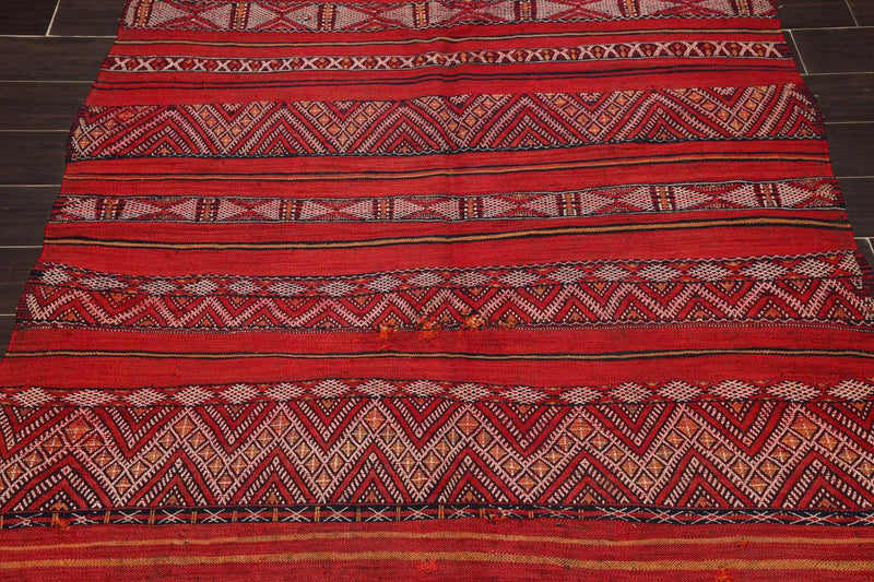5x7 Rusty Red Caucasian Hand-Woven Wool Semi Antique Kilim Oriental Area Rug