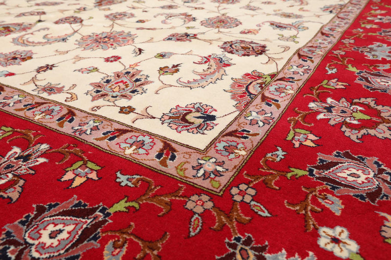 8'2''x 10'4" Hand Knotted 100% Wool 16/18 Pakpersian 300 KPSI Area Rug Ivory Red