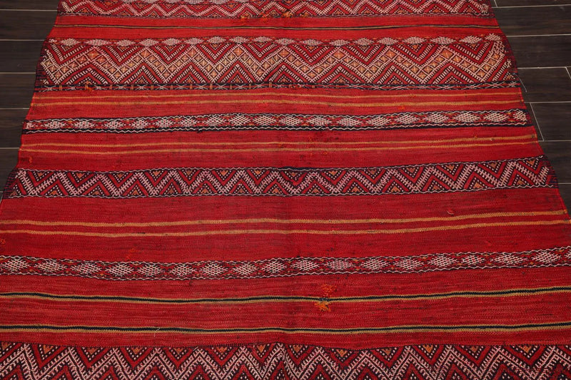 5x7 Rusty Red Caucasian Hand-Woven Wool Semi Antique Kilim Oriental Area Rug