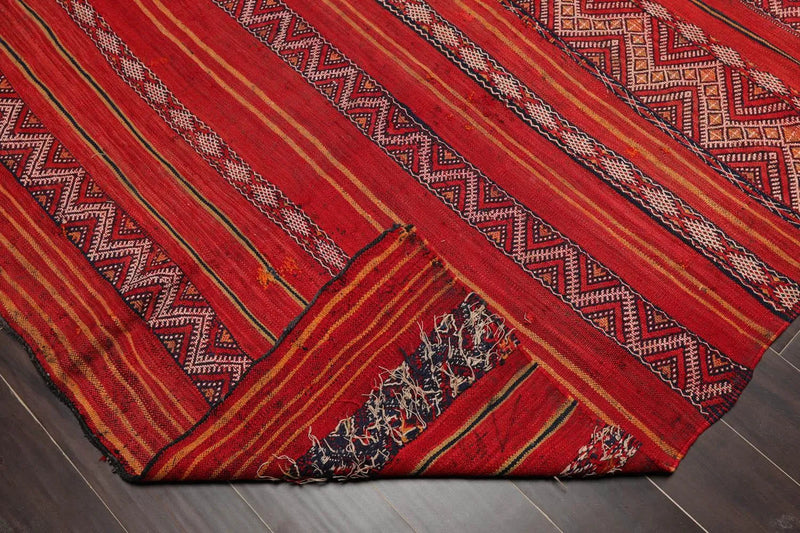 5x7 Rusty Red Caucasian Hand-Woven Wool Semi Antique Kilim Oriental Area Rug