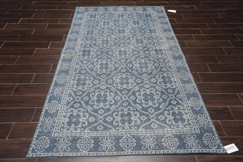 5' x 8' Hand Knotted 100% Wool Oriental Traditional Oriental Area Rug Blue