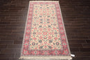 4'11'' x 9'5'' Runner Hand Knotted Wool Rare Romanian Kashaan Area Rug Ivory
