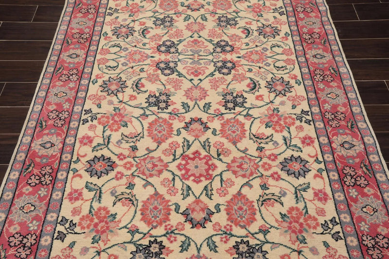 4'11'' x 9'5'' Runner Hand Knotted Wool Rare Romanian Kashaan Area Rug Ivory