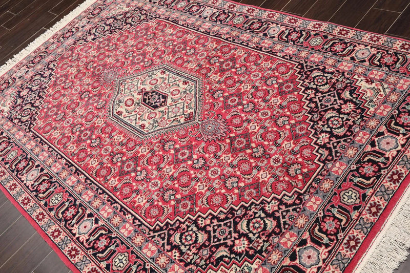 5'6'' x 7'11'' Hand Knotted Rare Romanian Ferahaan 100% Wool Area Rug Pink Black