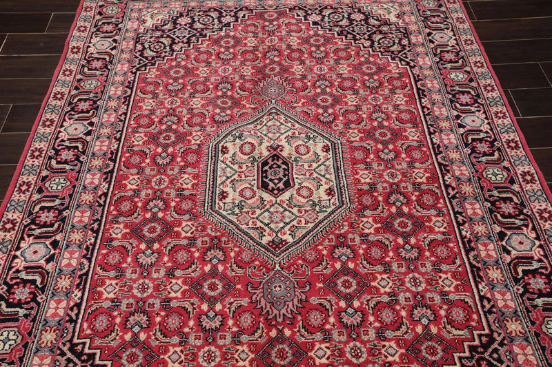 5'6'' x 7'11'' Hand Knotted Rare Romanian Ferahaan 100% Wool Area Rug Pink Black