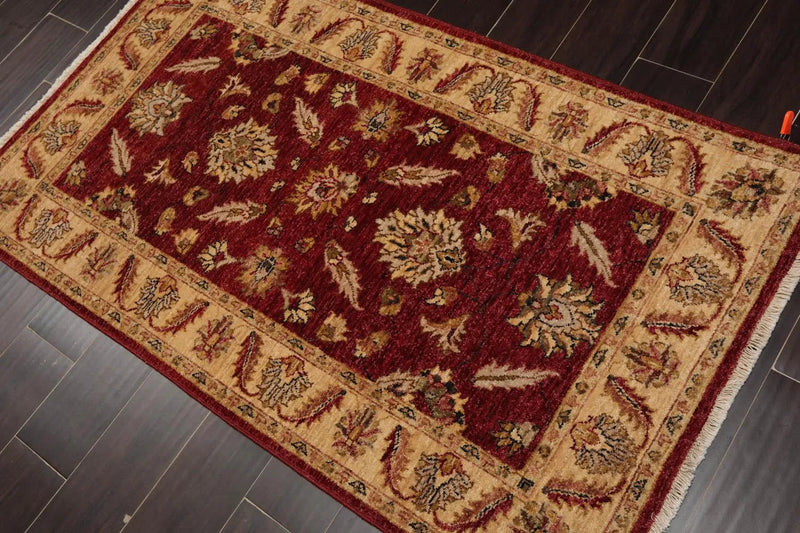 3’ x 5’ Hand Knotted 100% Wool Peshawar Traditional Oriental Area Rug Red
