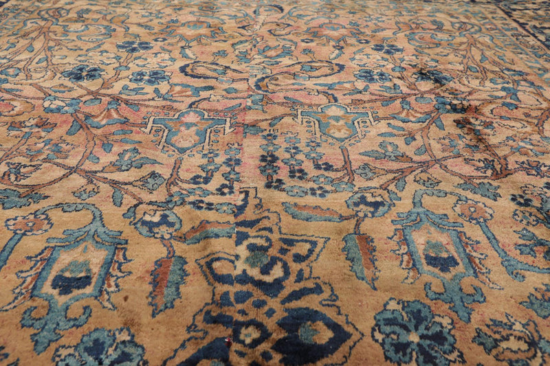 6'10" x 10'8" Antique Hand Knotted Wool Kashaan 300 KPSI Oriental Area Rug Brown