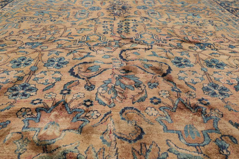 6'10" x 10'8" Antique Hand Knotted Wool Kashaan 300 KPSI Oriental Area Rug Brown