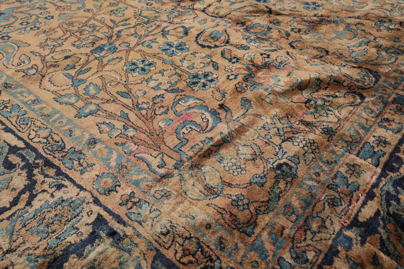 6'10" x 10'8" Antique Hand Knotted Wool Kashaan 300 KPSI Oriental Area Rug Brown